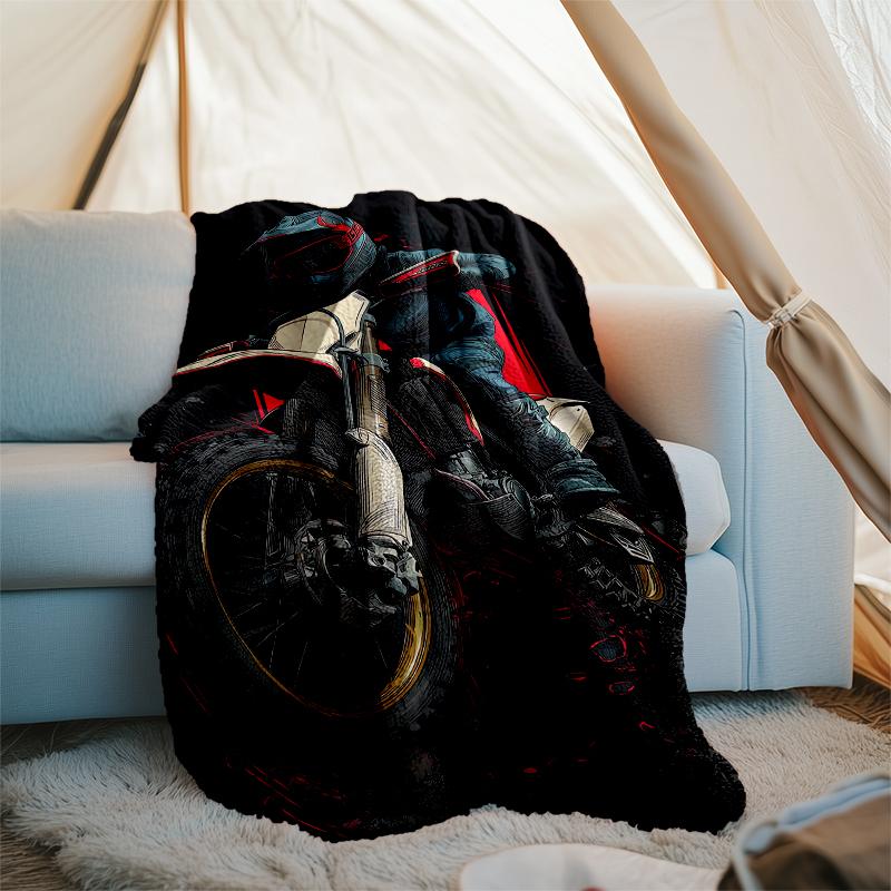 Off-road Motorcycles Theme Printed Blanket - Perfect for Couch, Bed, Travel & Outdoor Use | Machine Washable, Cozy & Durable.
