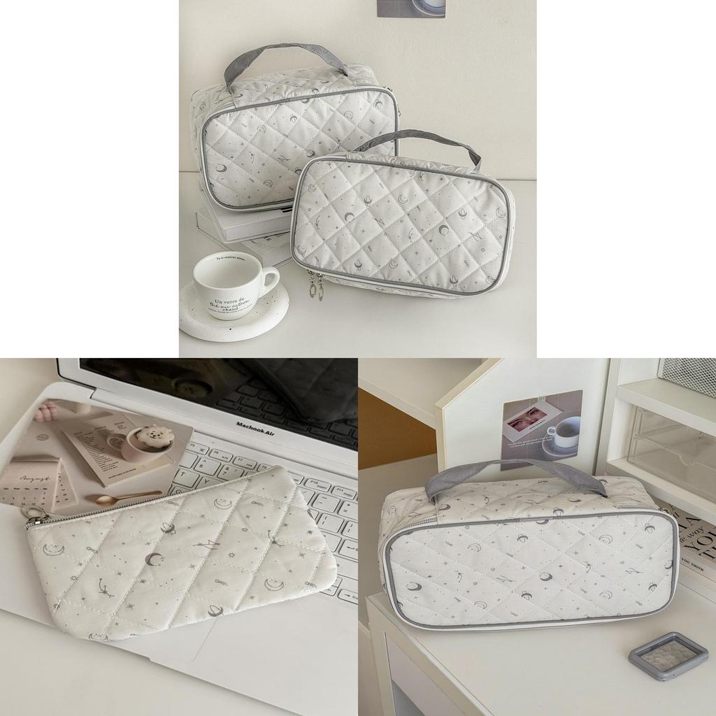 Star Moon Cotton Makeup Bag Large Capacity Multilayer Travel Organizer For Women And Men