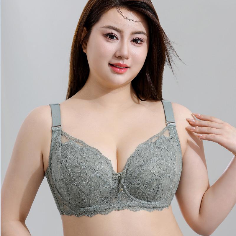 Ultra-thin Sexy Quick-drying Plus-size Bra with Exquisite Transparent Lace Trim and Widened Side Wings for Breast Control