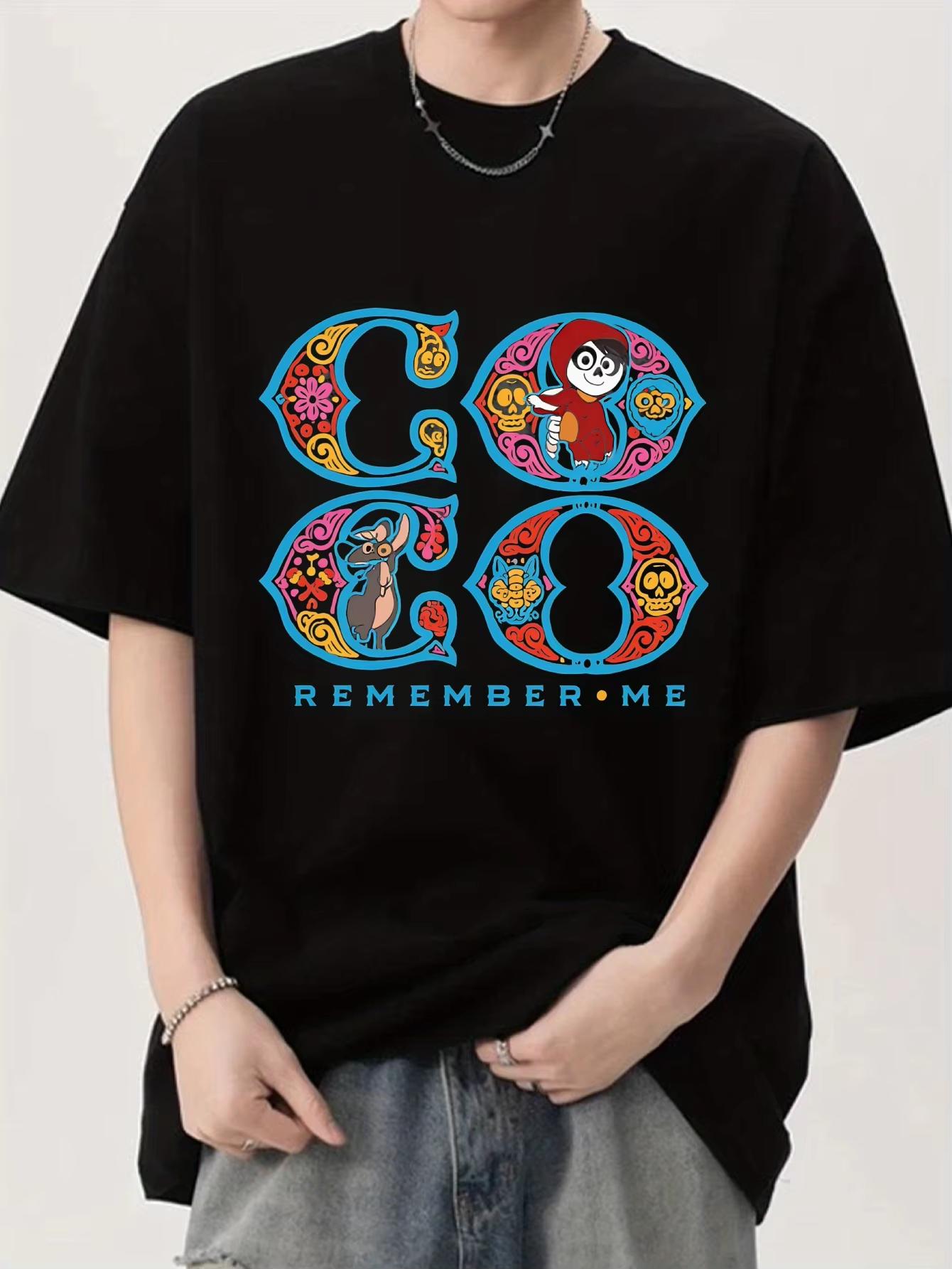 Officially Authorizes Coco Themed Printed Black Tshirt Casual Style 2XL
