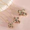 Gold-Plated Leopard & Snake Print Choker: Women's Diamond Cross Pendant Necklace