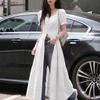 Women Elegant Square Collar Short Sleeve Casual Hollow Crochet Long Blouse