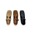 Mei Ta! Mary Janes mit dickem Absatz und flachem Ausschnitt, quadratische Spitze, französische flache Sohle, Einzelne Schuhe, Herbstneuheit, lässig, weiche Sohle, Oma-Schuhe
