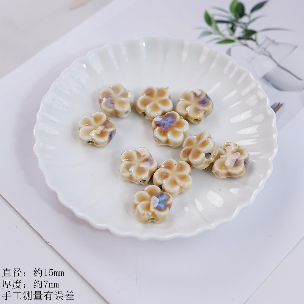 15Mm plum blossom sheet loose beads ceramic necklace bracelet DIY handmade creative bead manufacturer