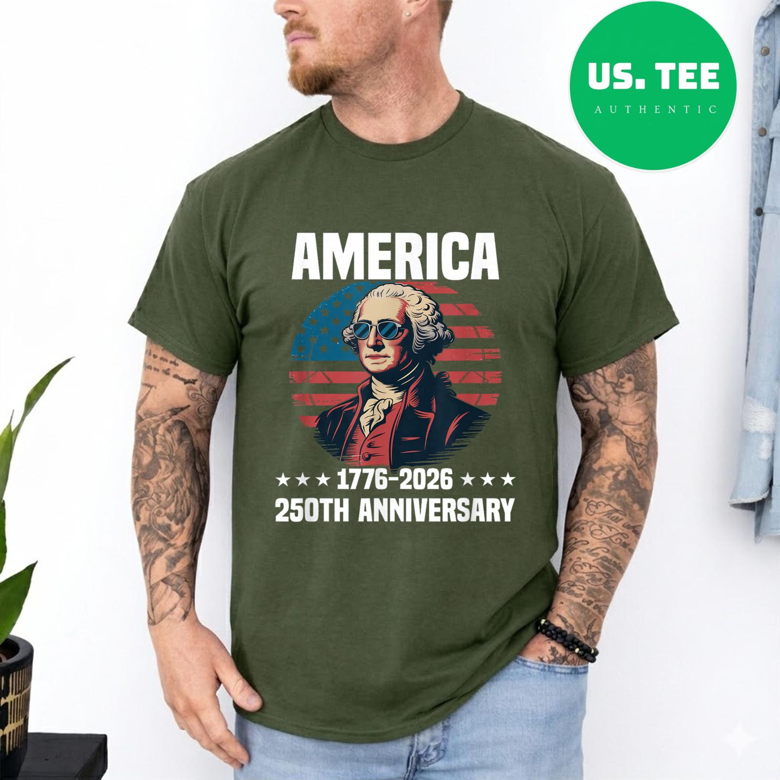 250 Years George Washington American Flag 1776-2026 July 4th Funny T-Shirt S разноцветный