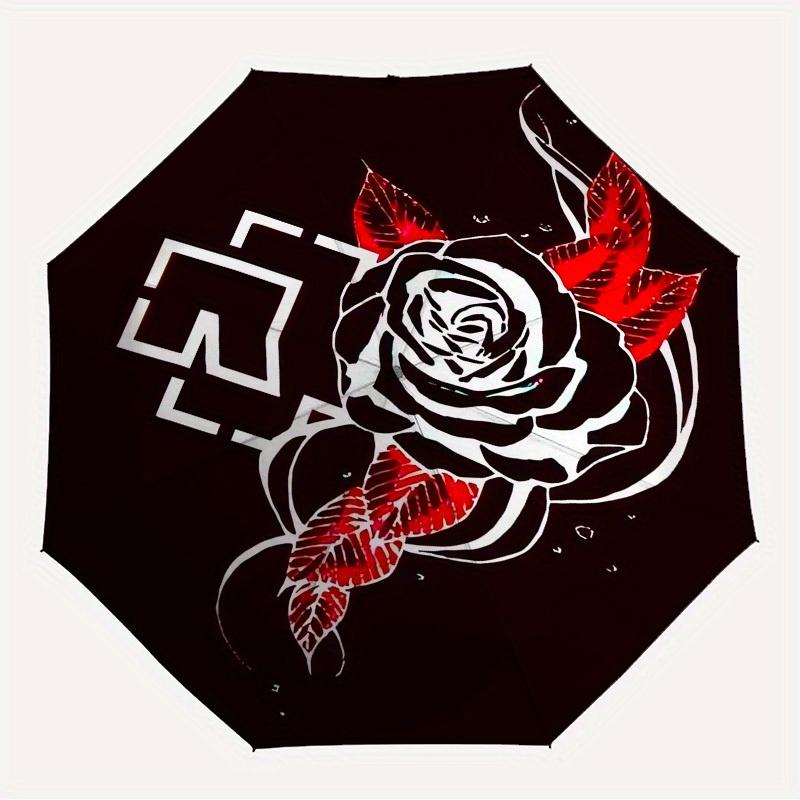 1pc Rose Rammstein Tattoo Themed High-quality Umbrella,Automatic Opening and Closing Umbrella,Multi-functional Umbrella G0811019