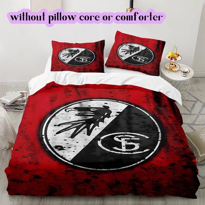 SC Freiburg Pattern Bedding Quilt Set Quilt Cover Pillowcase Home Decoration Birthday Gift (1 * Duvet Cover + 2 * Pillowcase, Without Core)