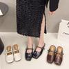 Mary Jane bag head half slippers women's outerwear with skirt flat bottom thick heel spring and summer new cool slippers