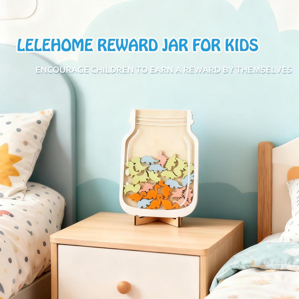 LeLehome Magnetic Reward Jar for Kids, Star Incentive Jar Behavior Chart Reward System for Home Classroom Potty Training Chores Good Habits, Boys &