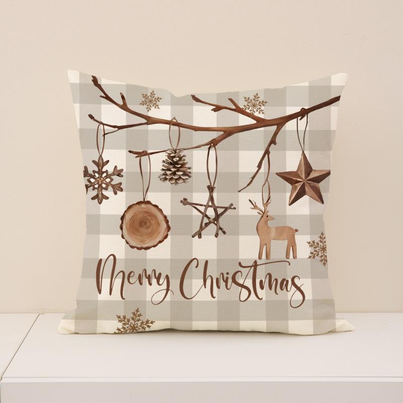 Neues Weihnachtskissen Feiertagsdekoration Einfaches Sitzkissen Leinen Bequem Buchstabenaufdruck Sofakissen
