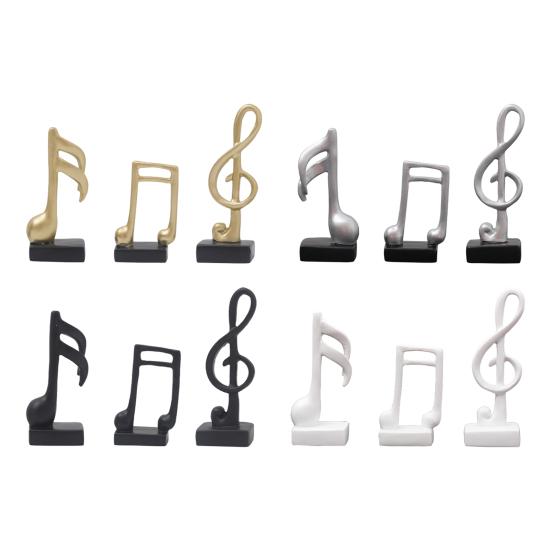 DYS 3Pcs Minimalist Music Note Resin Sculpture, Treble Clef & Eighth Quarter Desk Decor for Piano Room Living Room, Matte Art Collectible, Creative