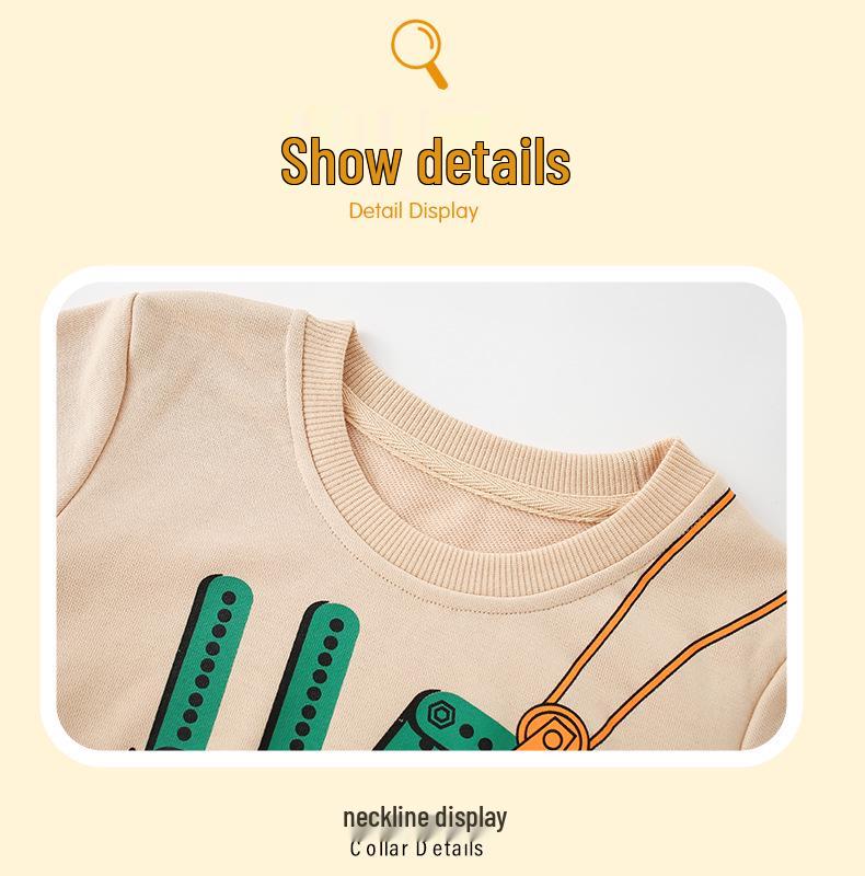 Autumn/Winter Long Sleeve Car Print Hoodie for Boys - Casual Round Neck Pullover