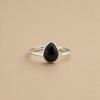 Black Onyx Pear Ring 7x10mm, 925 Sterling Silver Minimalist Ring, Dainty Minimalist Jewelry for Women