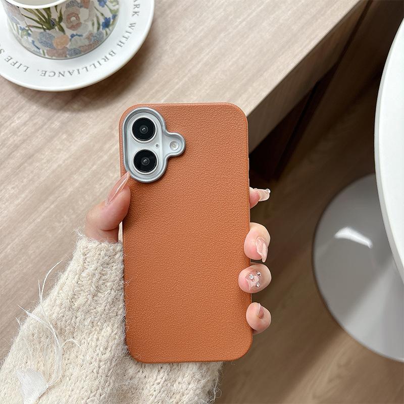 Simple Solid Color Soft Case for IPhone 17 Promax Phone Case for Apple 16 Pro New 14 Leather Pattern