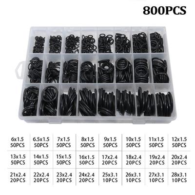 New 800PCS Rubber O-Ring Seal Gasket Set OD 6mm To 28mm Thickness 1.5mm 2.4mm 3.1mm
