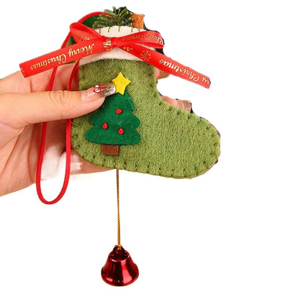 Cartoon Felt Christmas Tree Pendant with Wind Chime Xmas Hanging Decorations Xmas Decoration  Adult