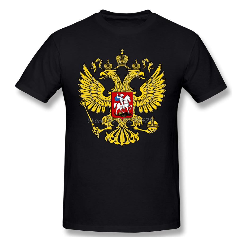 Coat Of Arms Of Russia Tshirt For Men Men Cotton Tees Streetwear Short Sleeve Casual Tshirt Men Fashion TShirts Tee Top