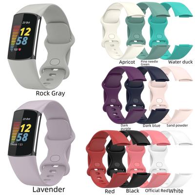 Smooth Silicone Strap for Fitbit Charge 6/5 with Reverse Buckle