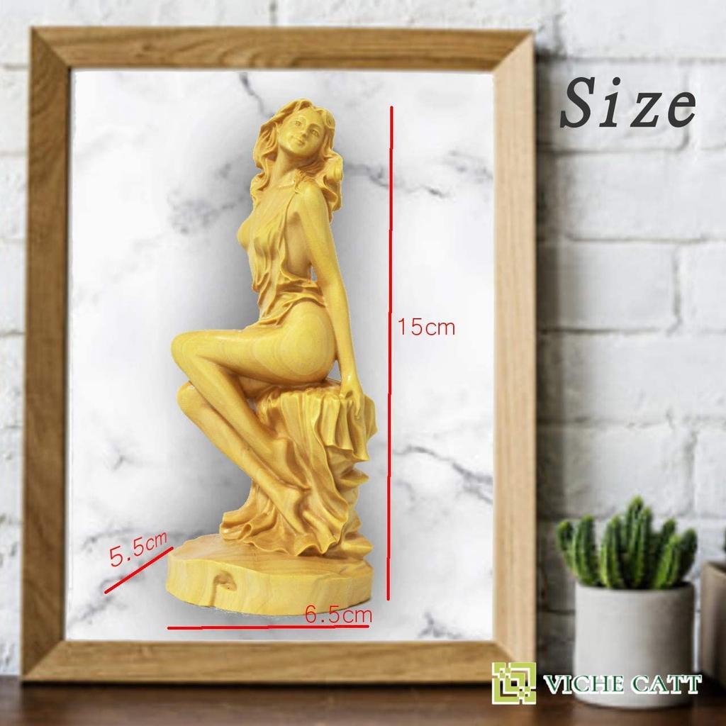 VICHE CATT Wood Carving Goddess Beautiful Girl Figurine (15cm)