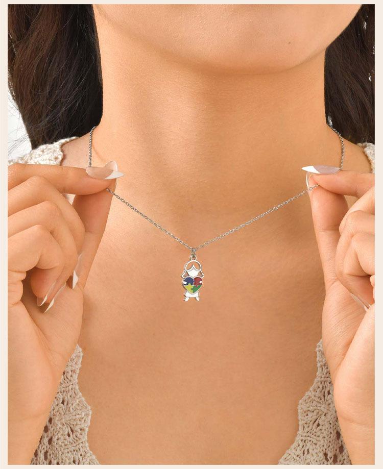 Collana Consapevolezza Autismo, Cuore Puzzle in Acciaio Inossidabile Forma Bambino Ragazza Autismo Ciondolo, Gioielli Regali Consapevolezza