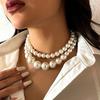 DIEZI Elegant Multilayer Big Pearl Beads Choker Necklace For Women Girls New Luxury Bride Clavicle Chain Necklace Jewelry