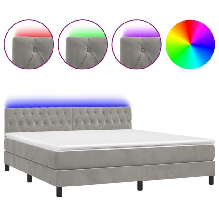 Maison Exclusive - Sommier à lattes de lit avec matelas LED Gris clair 180x200 cm