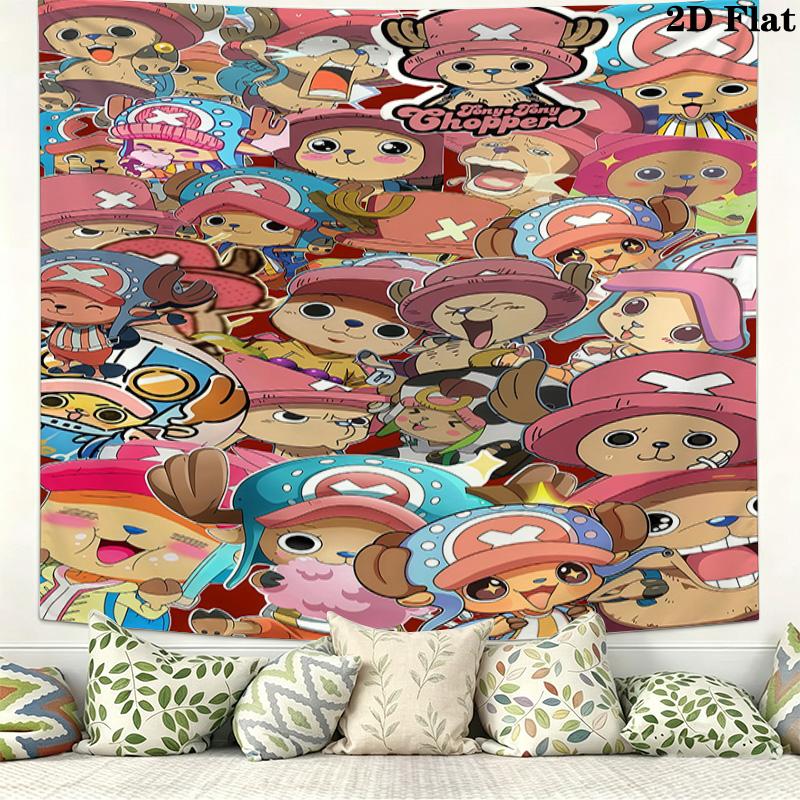 One Piece Tony Tony Chopper Wall Tapestry Aesthetic Wall Hanging Printed Fabric Blanket Decorative Tapestries for Bedroom Living Room Home Decor