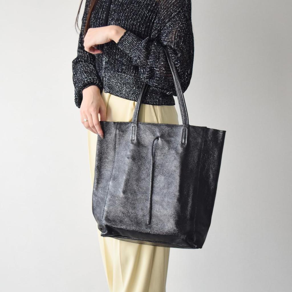 Andrea Cardone Women's Metallic Leather Tote Bag Q36601