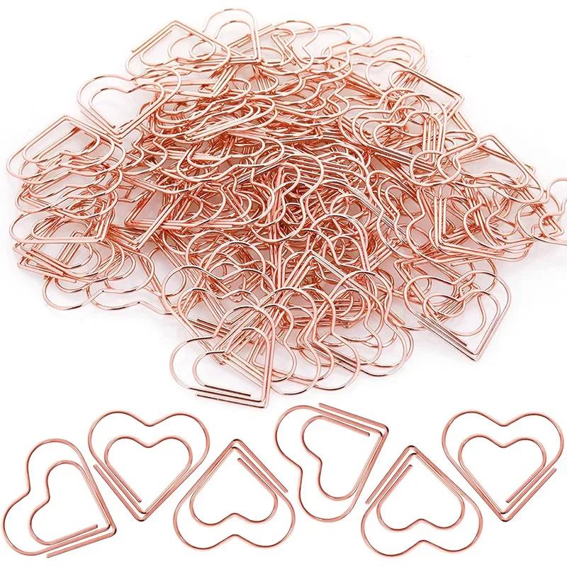 100pcs Mini Heart Shaped Paper Clips Cute Metal Clips for Office School Journaling Scrapbooking Document Organization Projects