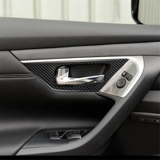 2Pcs Carbon Fiber Interior Front Door Handle Cover Trim For Nissan Altima Sedan