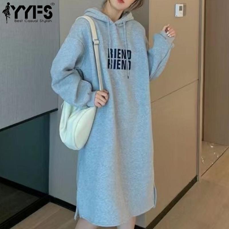 YYFS Damenmode Herbst Winter Langarm Kapuzenpullover Lockere Taille Freizeitkleider
