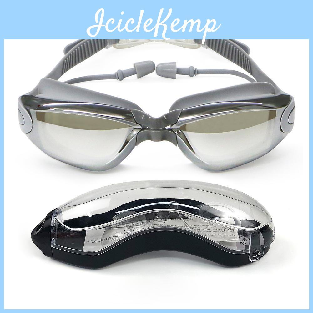 Goggles Earplugs Swimming With Attached Antifog No Leaking Comfortable Electroplated Swim Goggles With Box For Adult Women Men Youth