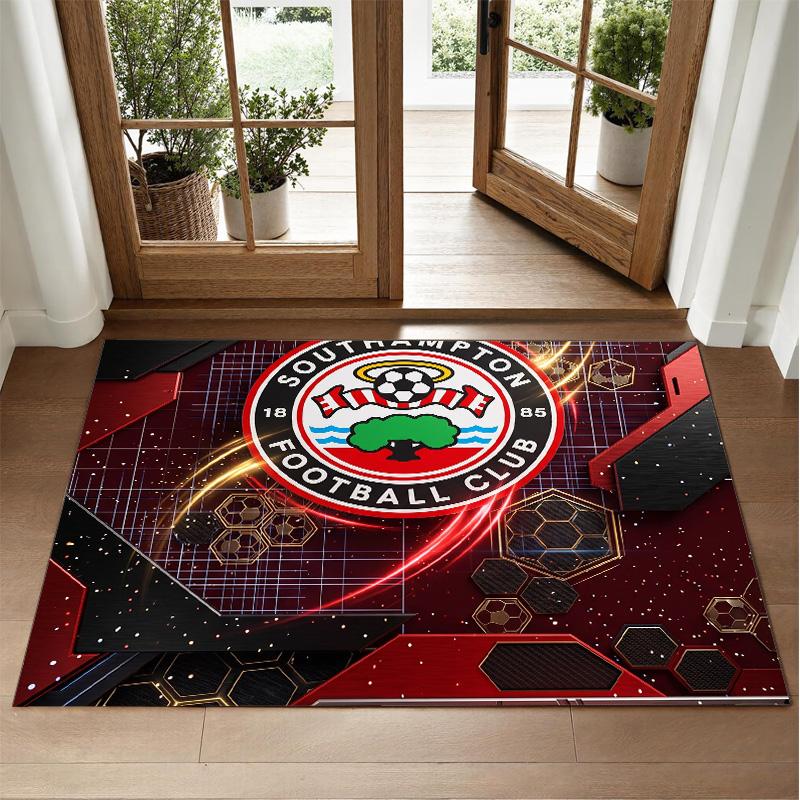 Southampton Football Design Crystal Velvet Rug Soft Decorative Mat for Bedroom Entrance