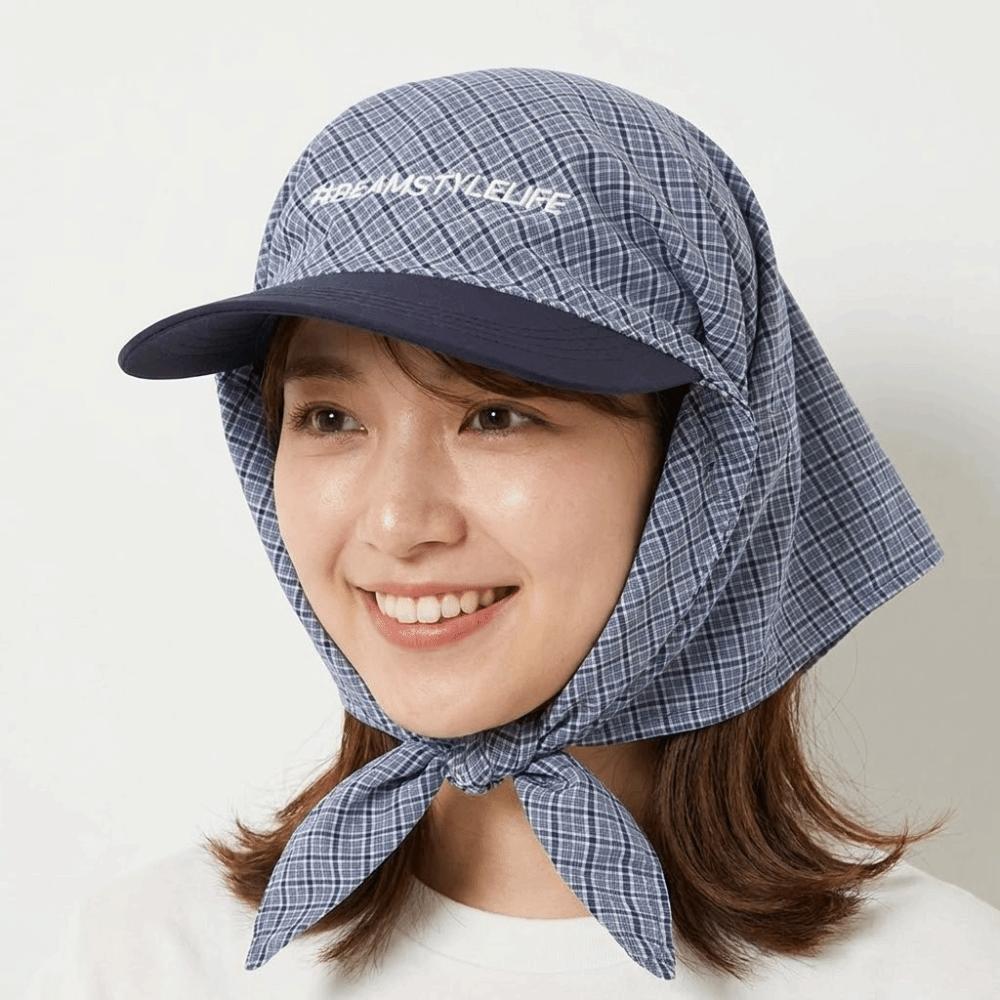 Fashion Korean Style Headscarf Baseball Hat Plaid Y2k Strappy Scarf Hat Spicy Girls Retro Scarf Baseball Cap Street