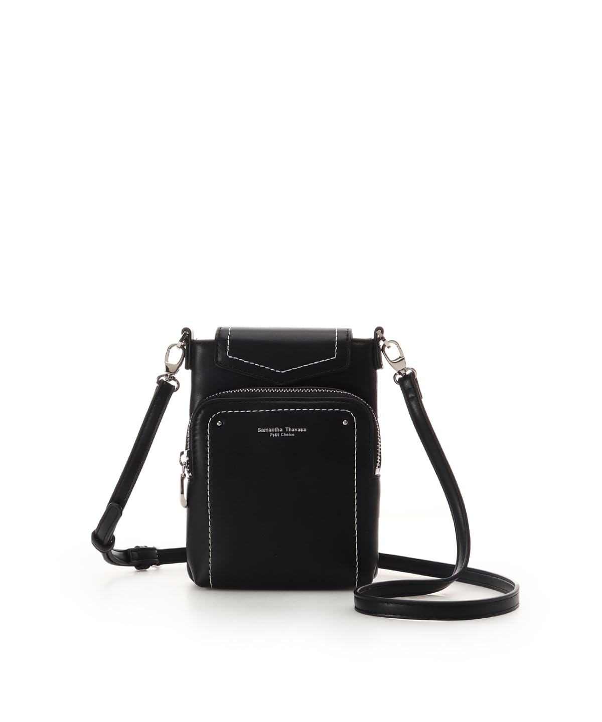 

Samantha Thavasa Petit Choice Простая наплечная сумка-кошелек на кнопке для смартфона для женщин чёрный