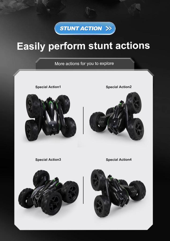 2.4G Remote Control Stunt Car: Four-Wheel Drive, Flipping Swing Arm, LED Lights - Toy for Kids