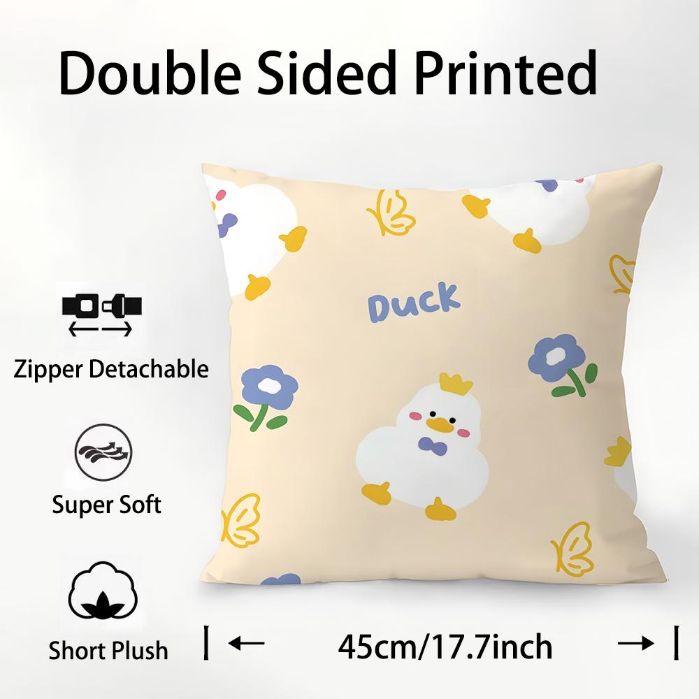 Cartoon Fresh Print Pillow Case Plush Fabric Soft Double Sided Print Sofa Cushion Cover Throw Pillow Covers