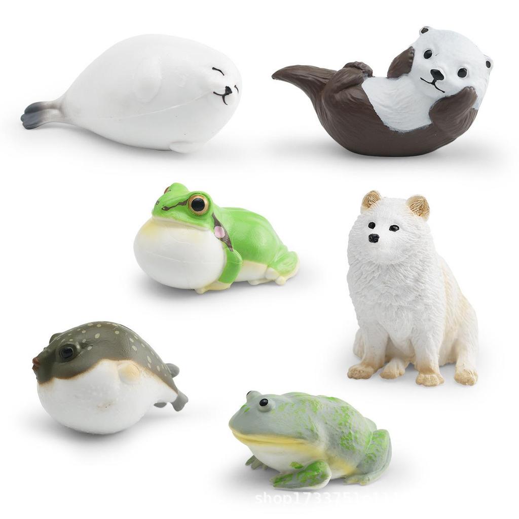 Children's Cognitive Simulation: Wild Animal Models - Rain Frog, Clown Frog, Otter, Seal, Pufferfish, Raccoon, Cat Ornament