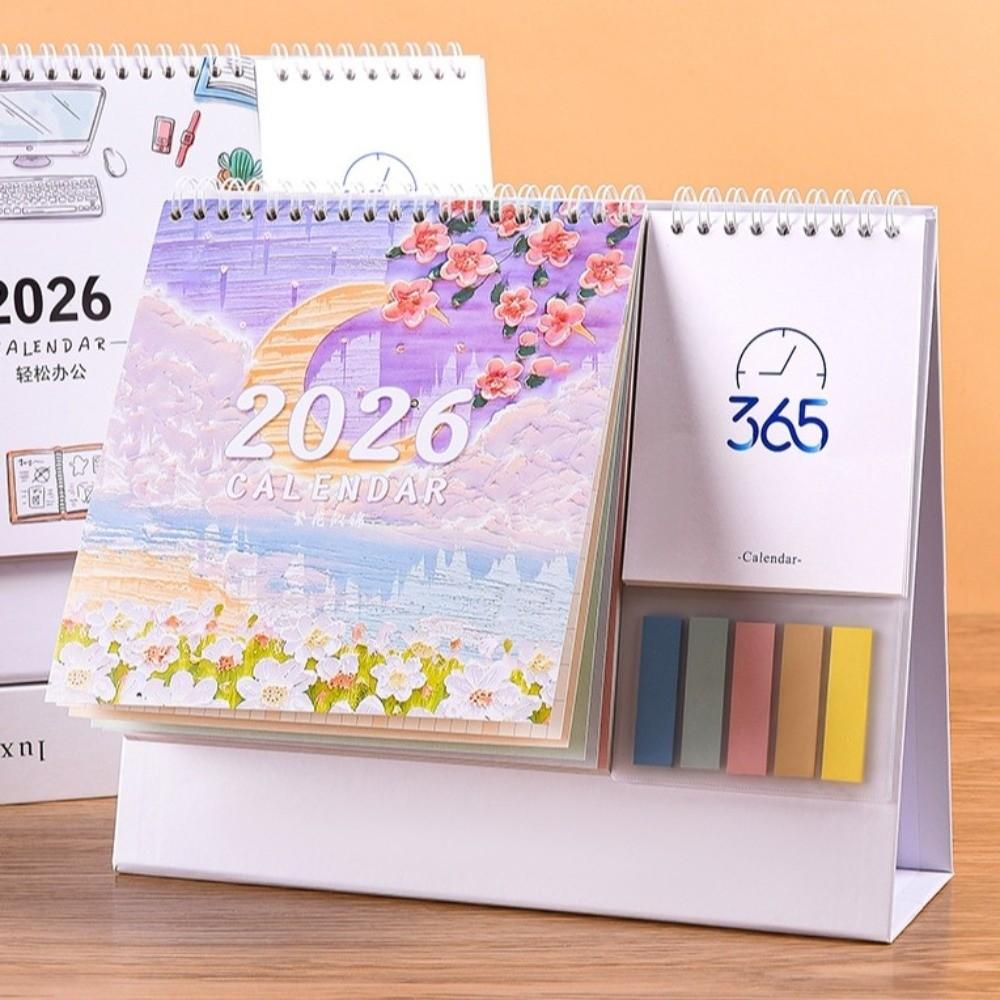 Coil Binding 2026 Desk Calendar Month Date Display Standing Flip Calendar Home Decoration