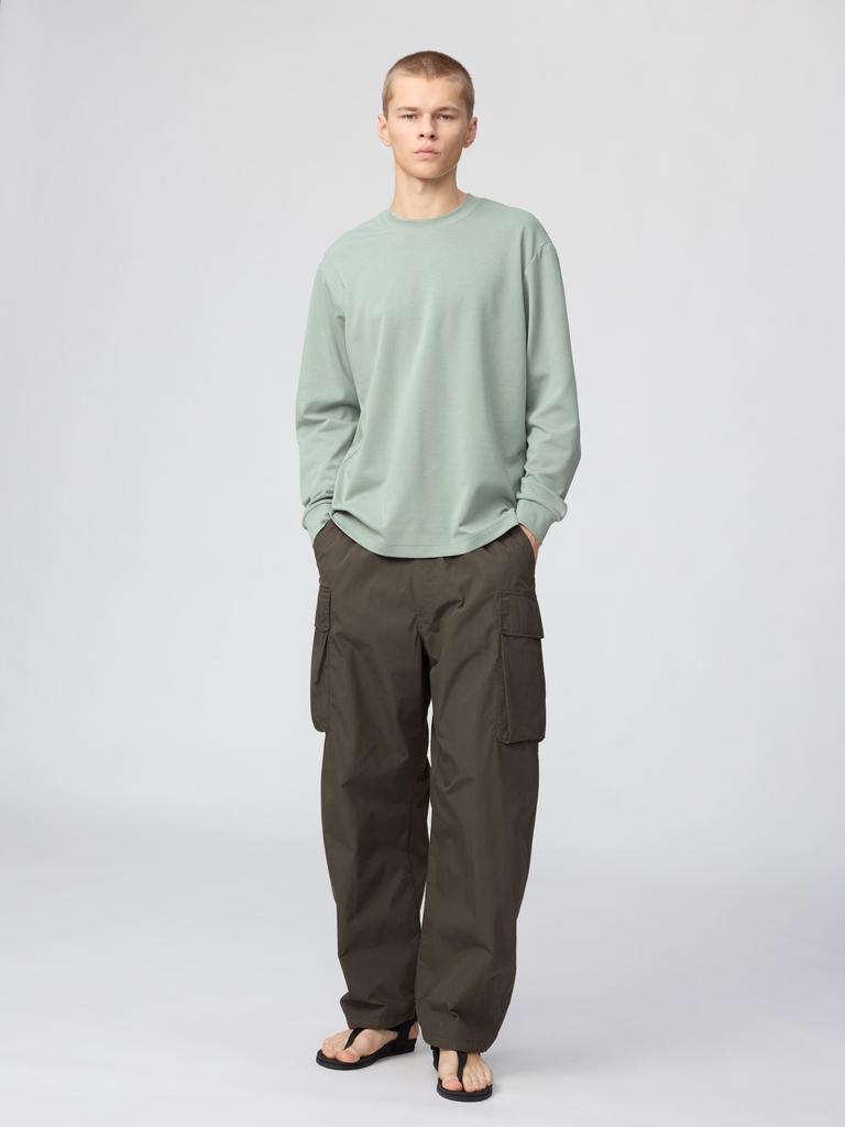 UNIQLO 486102 AIRism Cotton Crew Neck Long Sleeve T-Shirt GREEN WHITE DARK GRAY BLACK PINK BLUE PURPLE Men Japan