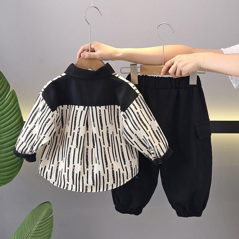 Gutte Vår- og Høstdress Skjorte Barne Vårkjole Kjekk Baby Todelt Sett