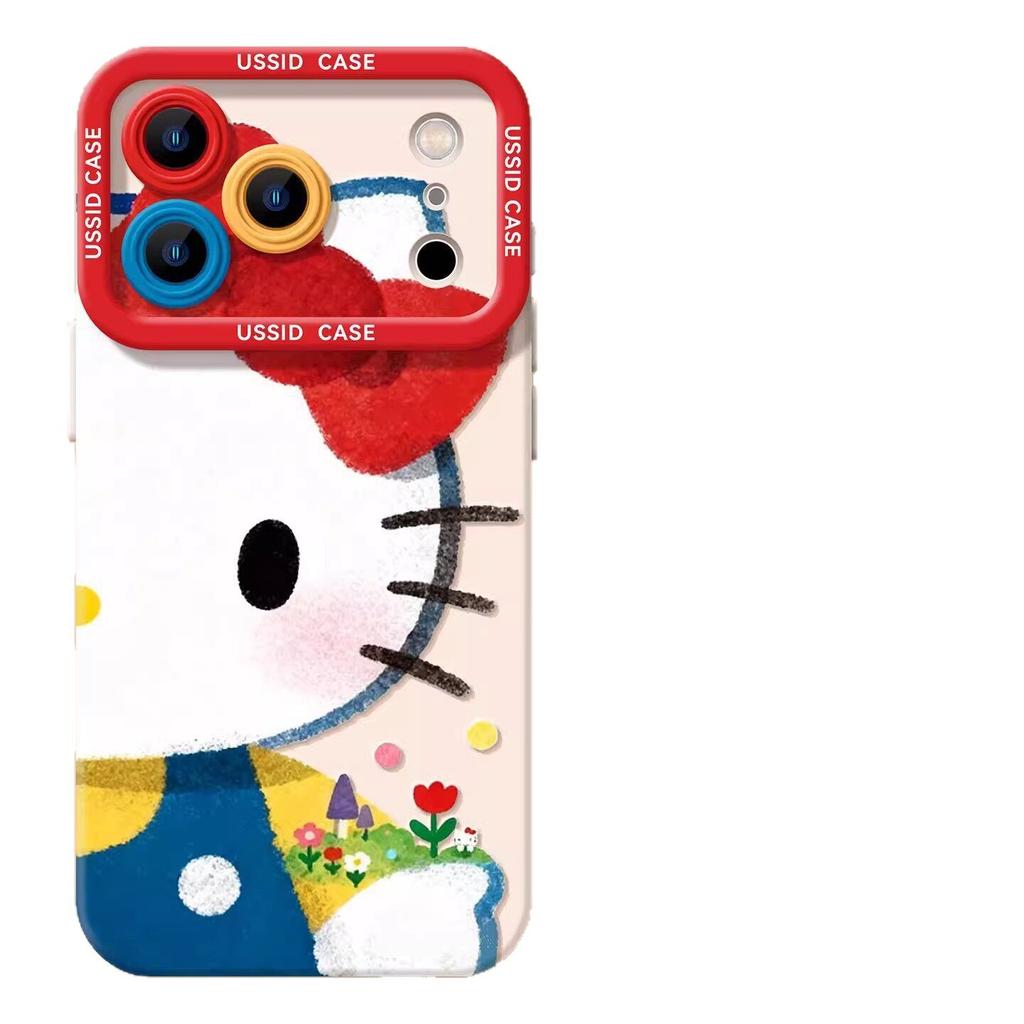 Cute Cat Mobile Phone Case for iPhone17promax Spring 16 Apple 15 Lanyard 14 Silicone 13 Sets