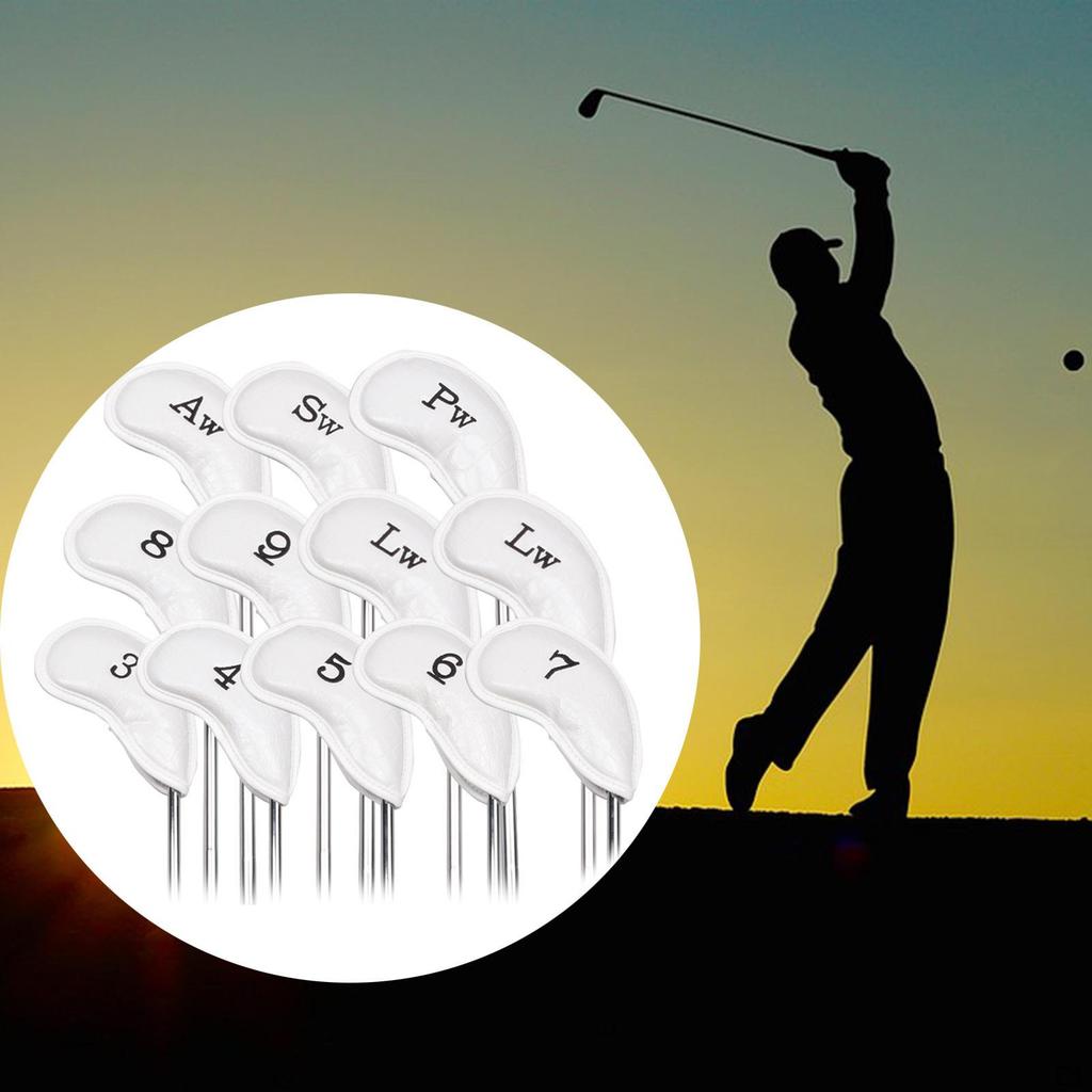 12 Pieces Golf Cover Anti-Slip Waterproof PU Golfer Clubs Protective Practice Equipment