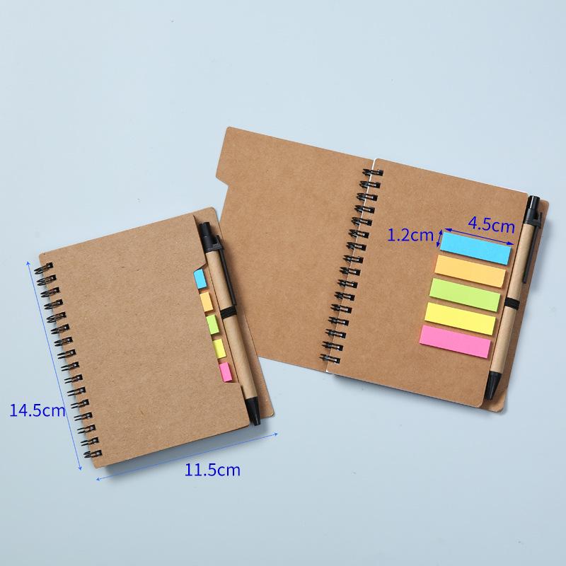 Large Oblique Tip Card Pen Design Coil Notebook with Sticky Notes