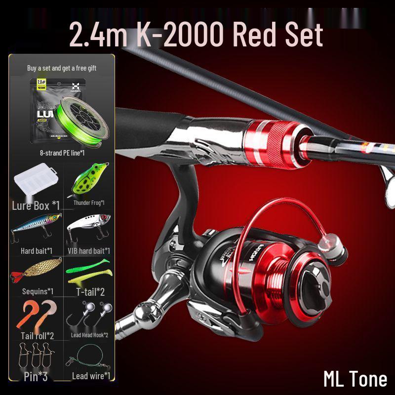 Hasda Carbon Fishing Rod & Reel Set - Straight Handle, Long Cast Metal Spinning Reel, Ideal for Beginners