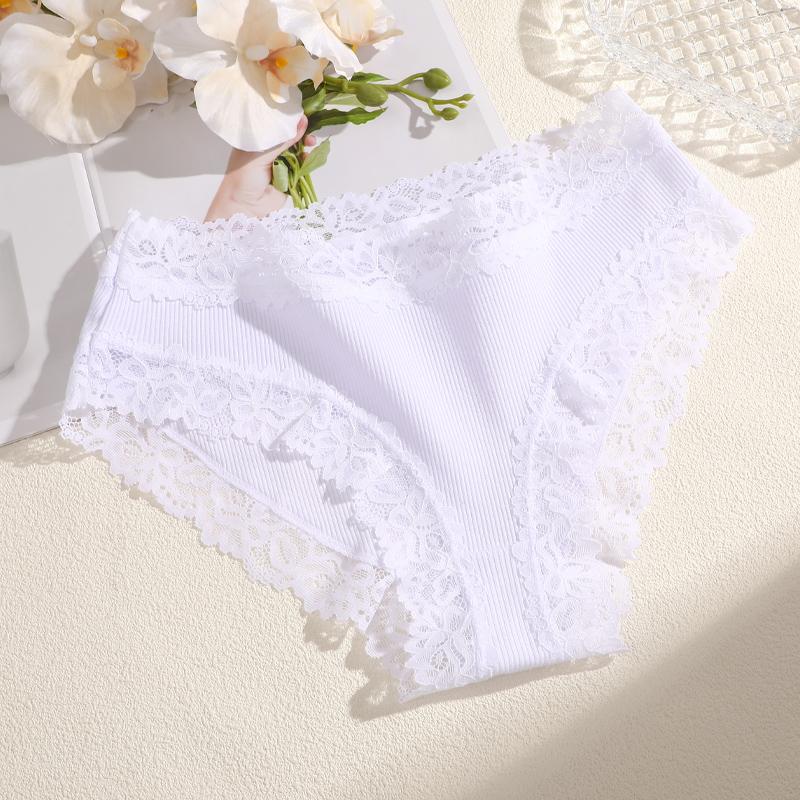 Damen Nahtlose Baumwollhöschen Sexy Spitze Einfarbige Hohe Taille Elastische Unterwäsche Hohe Qualität Atmungsaktive Intimpflege Lingerie