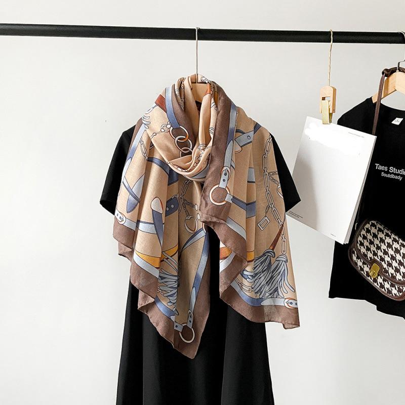 185 * 85cm Letní Dámský Nový Středně Dlouhý Šátek Šál Prodyšný Opalovací Módní Všestranný Prémiový Hedvábný Šátek