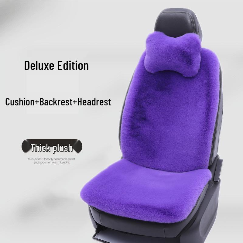 Winter Rabbit Fur Wool Heated Car Seat Cushion - Non-slip, Warm, for Single Seat with Small Waist Support