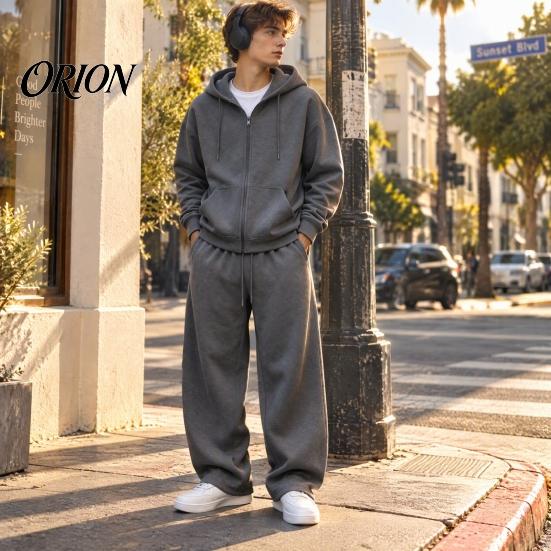 Casual Loungewear for Men Tracksuit 2 Pieces Set, Hoodie Coat Drawstring Sweatpants Breathable Sportswear Outdoor Activities Workout Outfit,