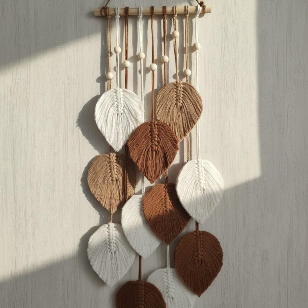 Cotton Rope Leaf Macrame Wall Hanging Boho Style Bohemian Wall Decoration  Home Wedding Decor